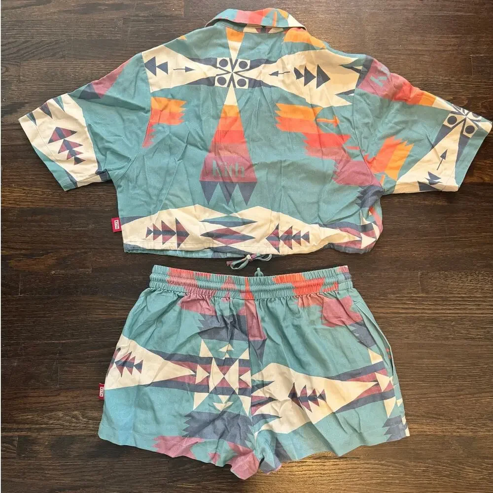 Kith Women x Coca-Cola x Pendleton Cropped Camp Collar Top & Ellen Shorts Set XS